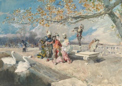 Maskeli balo, 19. yüzyılın ortalarında. by Mariano José María Bernardo Fortuny y Carbó