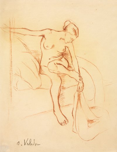 Yatakta Oturan Çıplak Kadın, 20. yüzyılın ilk üçüncüsü. by Marie Clementine (Suzanne) Valadon
