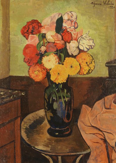 Yuvarlak Masa Üzerinde Çiçek Vazosu; Yuvarlak Masada Çiçek Vazosu, 1920 by Marie Clementine Valadon