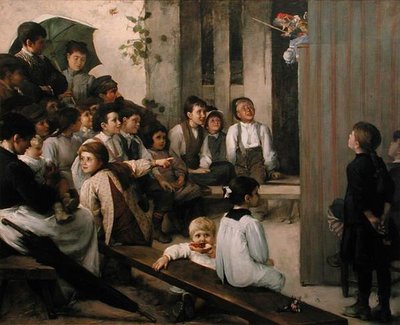 Köyde Guignol (tuval üzerine yağlı boya) by Marie Mrs Dujardin Beaumetz Petiet
