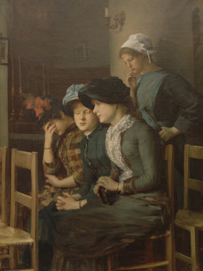 Kazlı genç kız (tuval üzerine yağlı boya) by Marie Mrs Dujardin Beaumetz Petiet