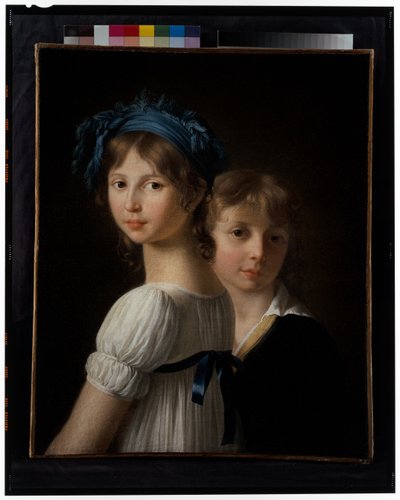Bir Kız Kardeş ve Küçük Erkek Kardeşinin Portresi by Marie-Victoire Lemoine