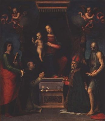 Aziz Julian, Aziz Dominic, Bari Aziz Nikolaos ve Aziz Jerome ile Madonna ve Çocuk by Mariotto Albertinelli