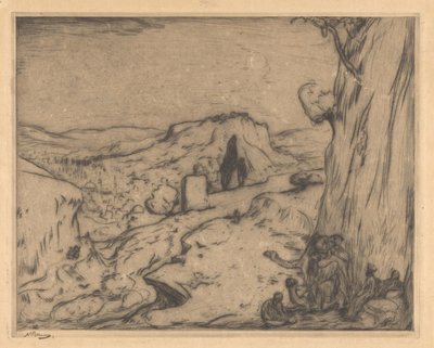 Bir vadide bir oryantal şehrin görünümü by Marius Bauer (signed by artist)