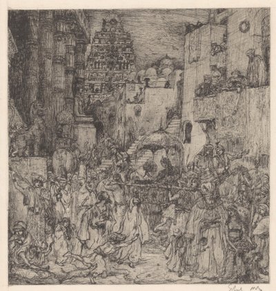 Kalabalık sokakları büyük bir sevinçle doldurdu by Marius Bauer (signed by artist)