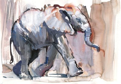 Yavru fil, 2012 (kağıt üzerinde karışık teknik) by Mark Adlington