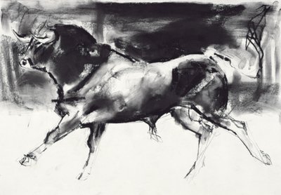 Black Bull (kağıt üzerinde kömür) by Mark Adlington