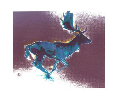 Fallow Buck (mavi sarı gölge), 2015, (ekran baskısı) by Mark Adlington