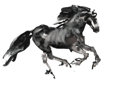 Gallop, 2015, (kağıt üzerine mürekkep ve sulu boya) by Mark Adlington