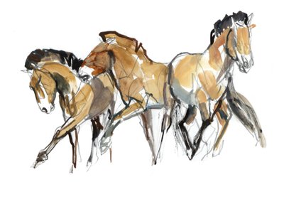 Mistral Three (Przewalski), 2013 (sennelier mürekkebi, sulu boya ve guaj) by Mark Adlington