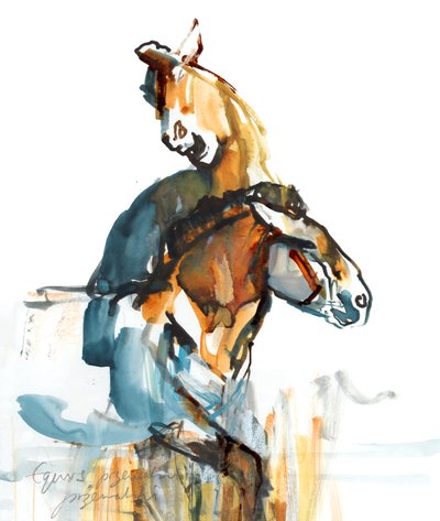 Paleolitik (Przewalski), 2013 (sennelier mürekkebi, sulu boya ve guaj) by Mark Adlington