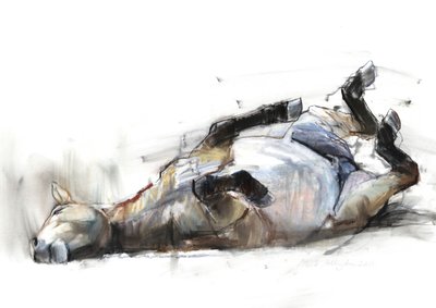 Rolling Rolling Rolling, 2011, (kağıt üzerinde kömür, conté ve pastel) by Mark Adlington