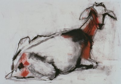 Oturan Keçi, 1998 (kağıt üzerinde conte ve kömür) by Mark Adlington