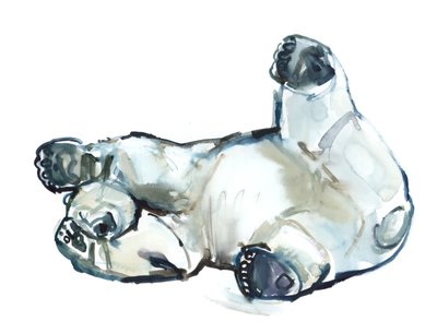 Kar Ovası (Kutup Ayısı), 2013 (kağıt üzerine suluboya ve guaj boya) by Mark Adlington