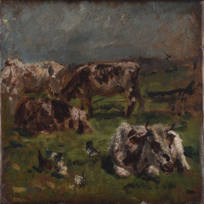 İnekler ve tavuklar, 1880 dolayları by Mark Fisher