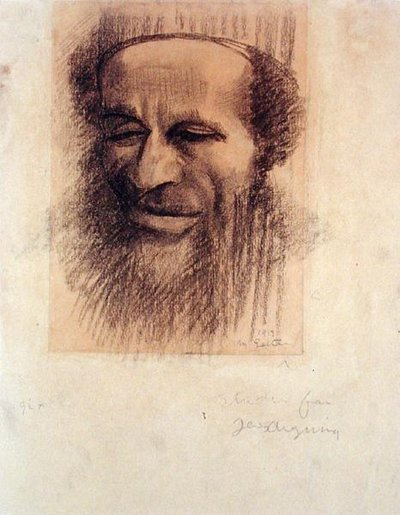 Bir Haham Başkanı, c.1910 (devetüyü kağıda tebeşir) by Mark Gertler