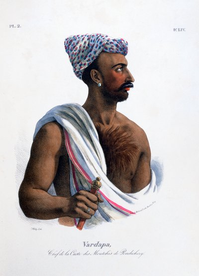 'Pondicherry Puducherry'deki Kast Şefi', Hindistan, 1828 by Marlet et Cie