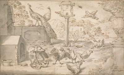 Kuşlar ve Köpek ile Manzara by Marmaduke Cradock