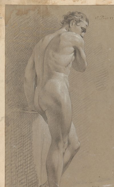 Arkadan görülen çıplak erkek ayakta (1.lik ödülü 1770) by Marten Houtman