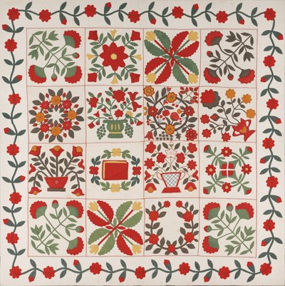 "Albüm Yorgan", Baltimore, Maryland, c.1861 (ipek ve yünlü pamuk) by Martha E. Keech