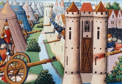 Rouen Kuşatması (Temmuz 1418-Ocak 1419) 1484, 19v folyo, Vigiles de Charles VII by Martial de Paris (fl.15th century)
