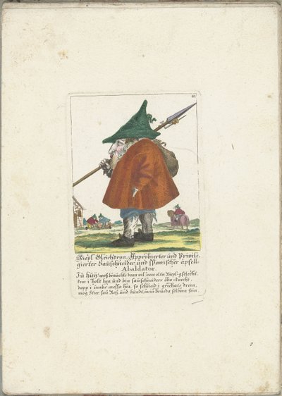 De dwerg Riepl Gleichdron, yaklaşık 1710 Riepl Gleichdron, Lisanslı ve Ayrıcalıklı Sosis Kesici ve İspanyol Elma Abaldatörü (nesne üzerindeki başlık) Il Callotto resurcitato veya Yeni döşenmiş Zwerchen Dolabı (seri başlığı) by Martin Engelbrecht (attributed to)