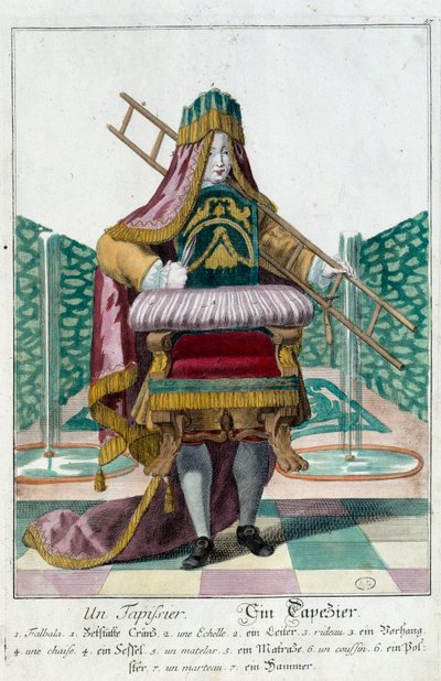 Metier: Bir döşeme. Gravür Martin Engelbrecht (1684-1756), “Manouvries habilles
