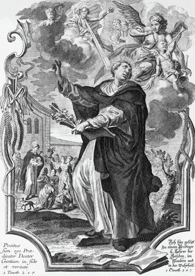 Vincent Ferrer (1350-1419), İspanyol Dominik, Martin Engelbrecht (1684-1756) tarafından gravür by Martin Engelbrecht