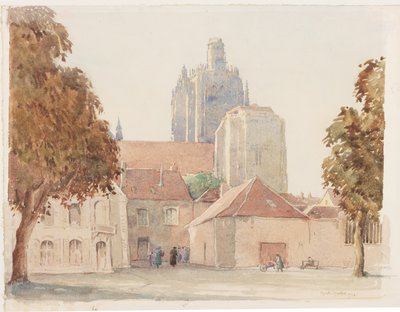 The Cathedral, Lens (kart üzerine yapıştırılmış kağıt üzerine kalem ve sulu boya) by Martin Hardie