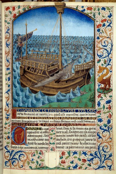 Denizde bir geminin temsili - Martin Le Franc (1410-1461) 1447-1448