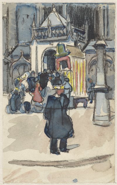 Nieuwe Kerk önünde Dam Meydanı'nda kukla gösterisi by Martin Monnickendam