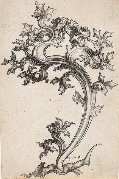 Bir devedikeni yaprak süsü by Martin Schongauer