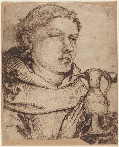 Cemaatte Yardım Eden Bir Keşiş Büstü by Martin Schongauer