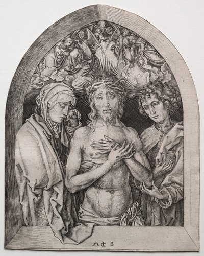 Bakire ve Aziz John arasındaki Acıların Adamı Olarak Mesih by Martin Schongauer