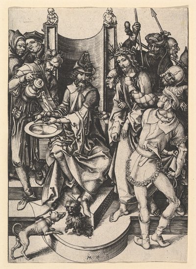 Ellerini Yıkanan Pilatus, ca. 1435-1491. by Martin Schongauer