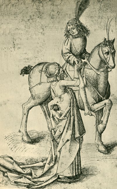Binici ve kadın, c1480, 1943. by Martin Schongauer