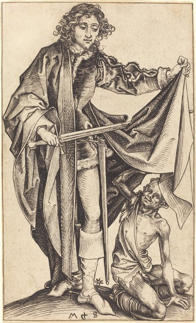 Aziz Martin Pelerinini Bölüyor by Martin Schongauer