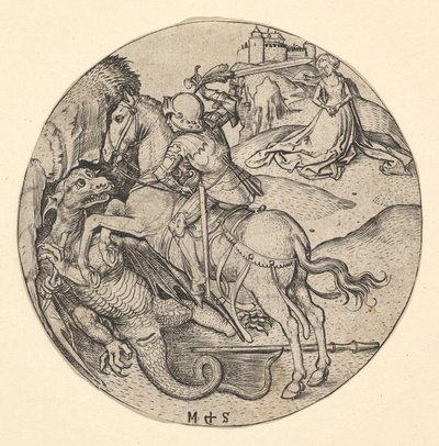 Aziz George Ejderhayı Öldürmek, yak. 1435-1491. by Martin Schongauer