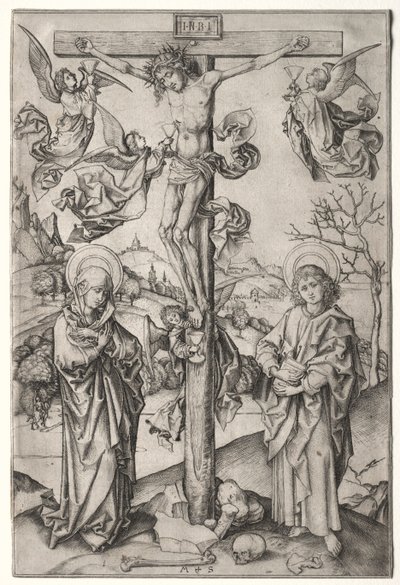 Dört Melekle Çarmıha Gerilme. by Martin Schongauer