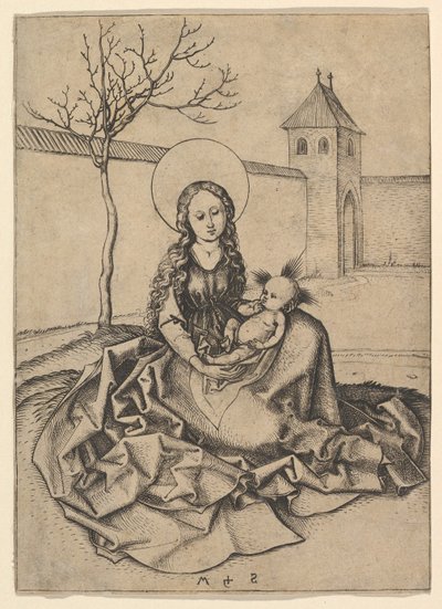 Avludaki Madonna ve Çocuk, ca. 1435-1491. by Martin Schongauer