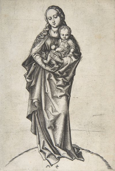Elmalı Bakire ve Çocuk, yak. 1475., yaklaşık 1475. by Martin Schongauer