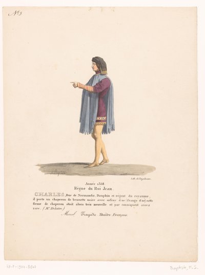 Kostüm van de dauphin Karel van Valois trajedi Marcel Charles, Normandiya Dükü (nesnedeki başlık) Theaterkostuums (dizi adı) Fransız Tiyatrosu: MM tarafından kostüm koleksiyonu. Bibliot
