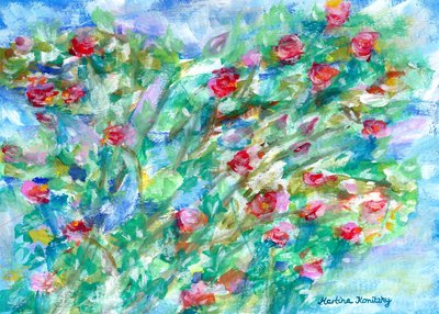 Pencerenin önündeki gül çalısı by Martina Konitzky