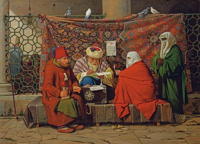 Bir Türk Noter, Tophane, Cinstantinopolis Kılıç Ali Paşa Camii Önünde Evlilik Sözleşmesi Hazırlıyor by Martinus Rorbye