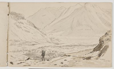 Uzun yürüyüşe çıkan kimse ile dağ manzarası by Martinus Rørbye
