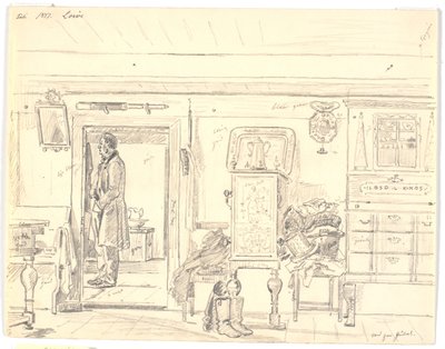 Ayakta duran adam, Læsø ile çiftlik evi by Martinus Rørbye