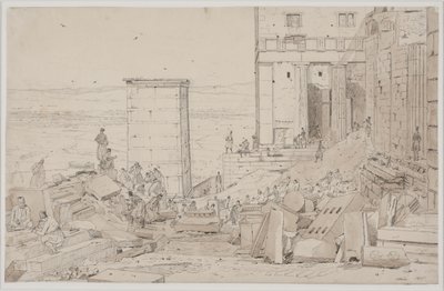 Propylaea önünde kazı by Martinus Rørbye