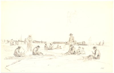 Sahilde balıkçılar ince ağlar, Skagen by Martinus Rørbye
