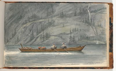 Kürekli tekne ile fiyort manzara. Krøderen, Norveç by Martinus Rørbye