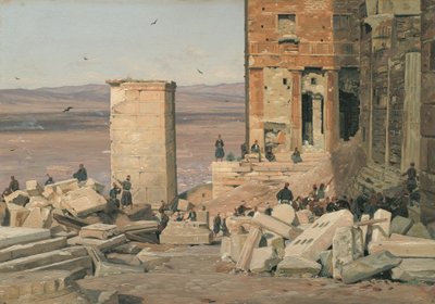 Akropolis harabelerinde çalışan Yunanlılar by Martinus Rørbye